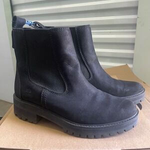 Timberland Courmayeur Valley Black Leather Chelsea Lug Boots Womens 9 A1J66